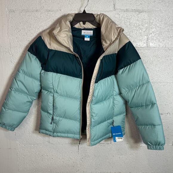 Columbia Women's Puffect colorblock Insulated Jacket Aqua Haze, Nigh Small $180 - Picture 5 of 7